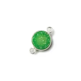 10mm Silver Bezel Lime Green Drusy Coin Connector 1 piece