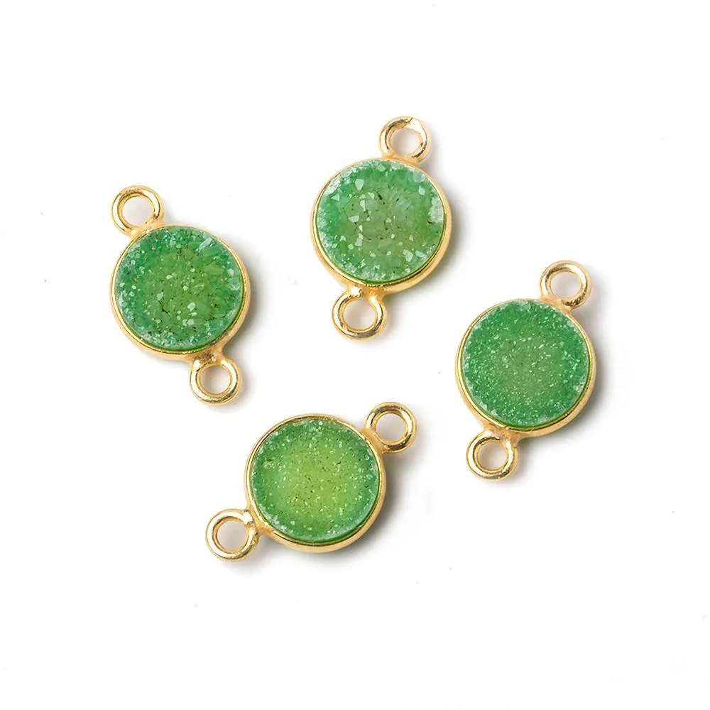 10mm Vermeil Bezel Lemon Lime Drusy Coin Connector 1 piece