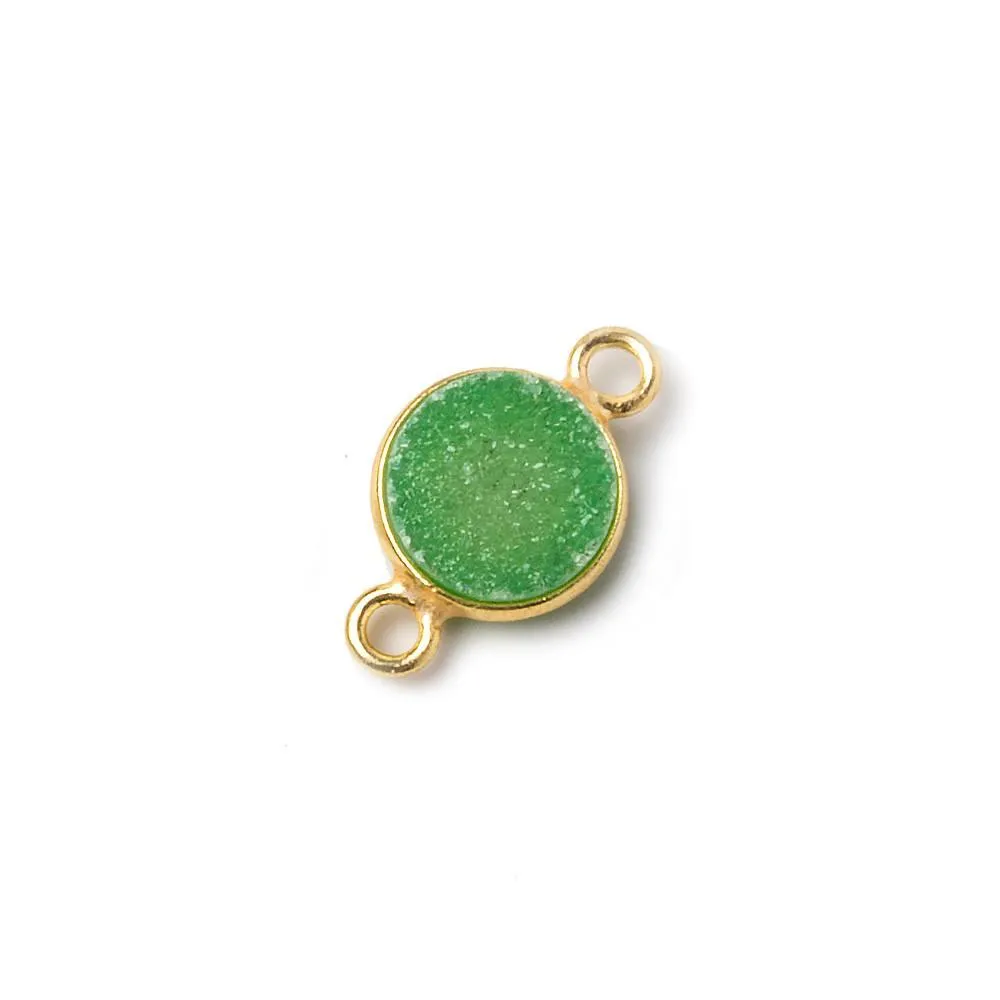 10mm Vermeil Bezel Lemon Lime Drusy Coin Connector 1 piece