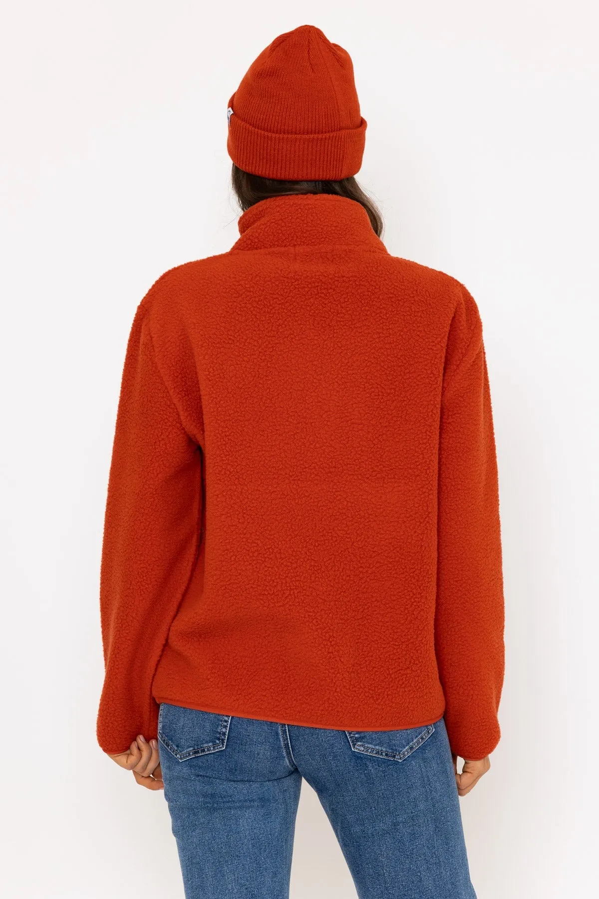 1/2 Zip Teddy Fleece in Rust Orange