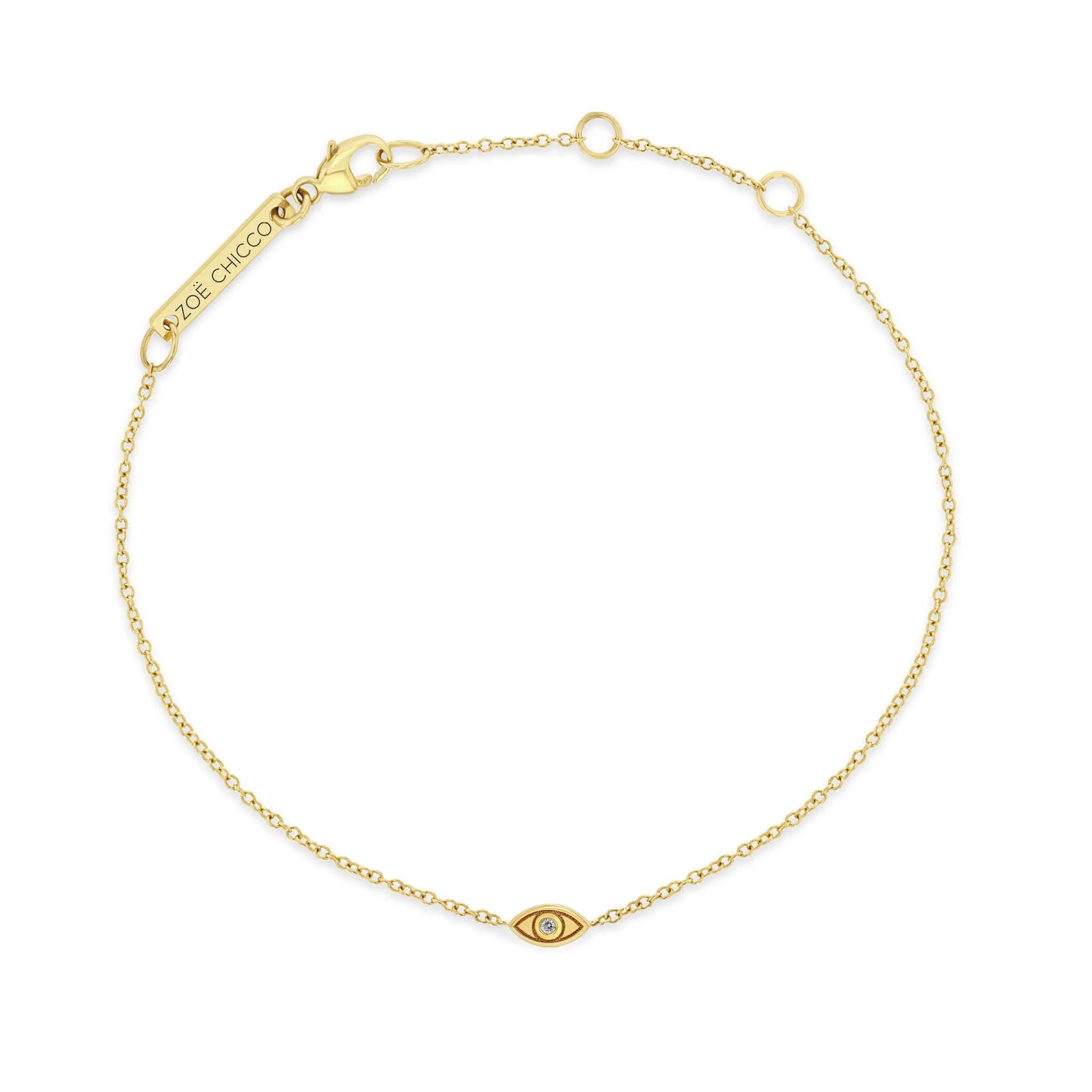 14k Itty Bitty Diamond Evil Eye Bracelet