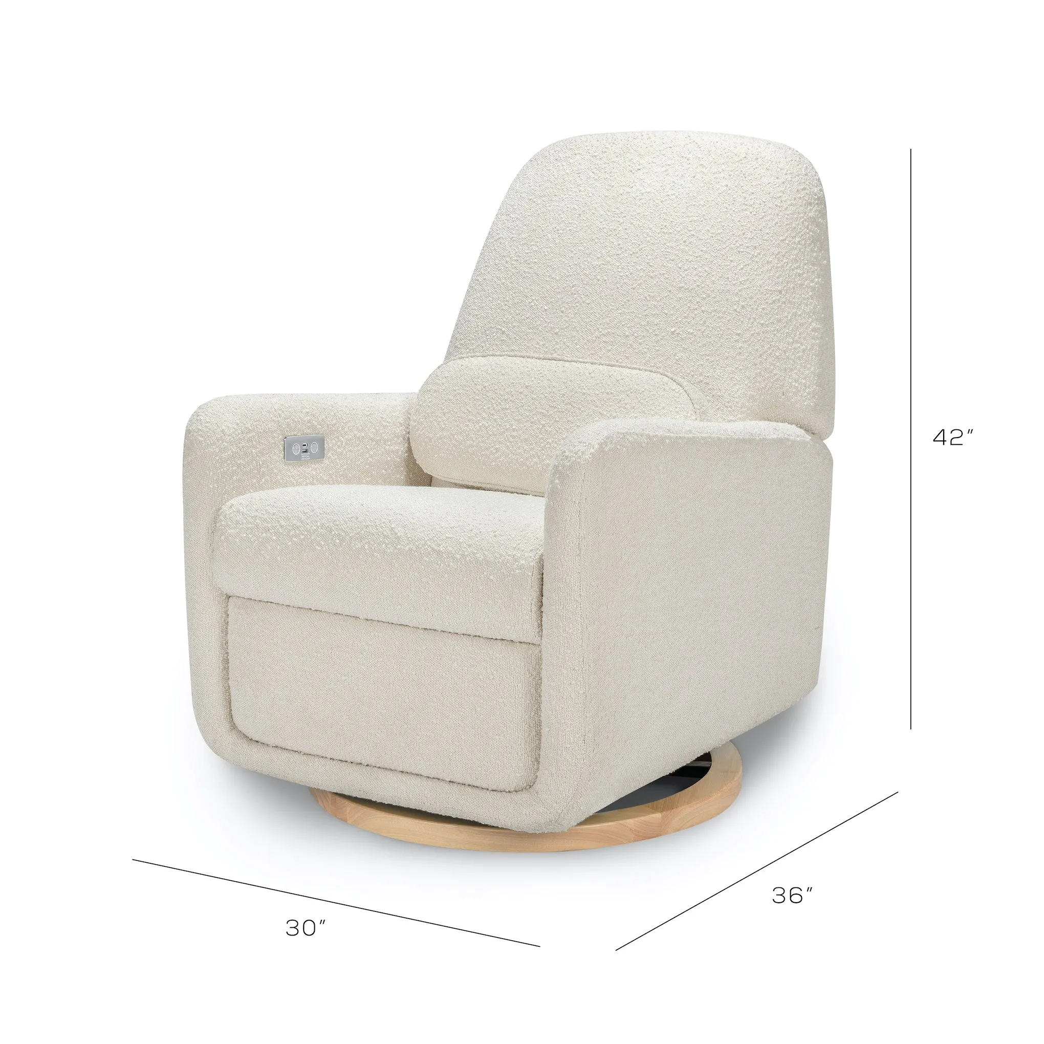 Arc Electronic Recliner and Swivel Glider in Boucle with USB port