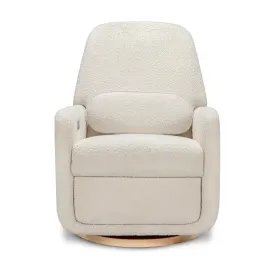 Arc Glider Recliner with USB - Ivory Boucle and Light Wood Base