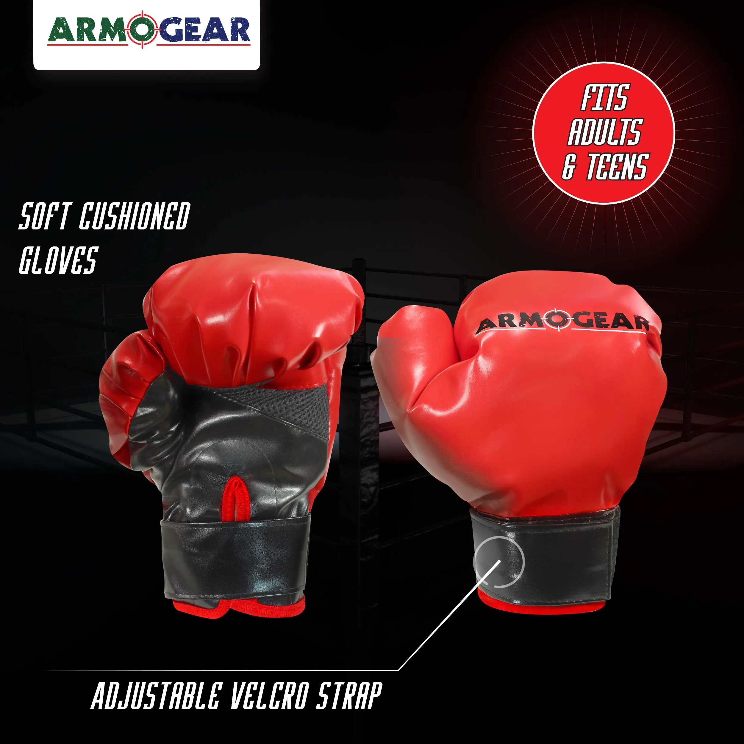 ArmoGear Kids Boxing Gloves with Easy Closure | Fits Kids & Teens | Cushion Pillow Like