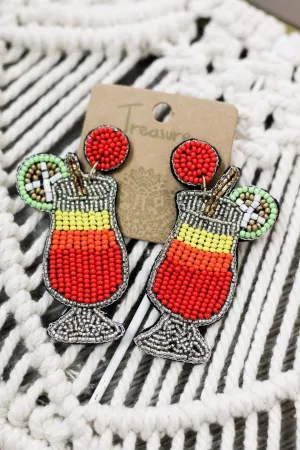 Beaded Red Fruity Drink Earrings