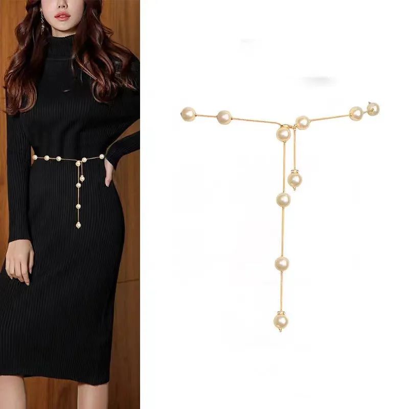 BerriesJam - 2024Pearl Waist Metal Chain Belt