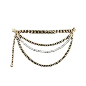 BerryBetty - Beaded faux pearl layered waist chain