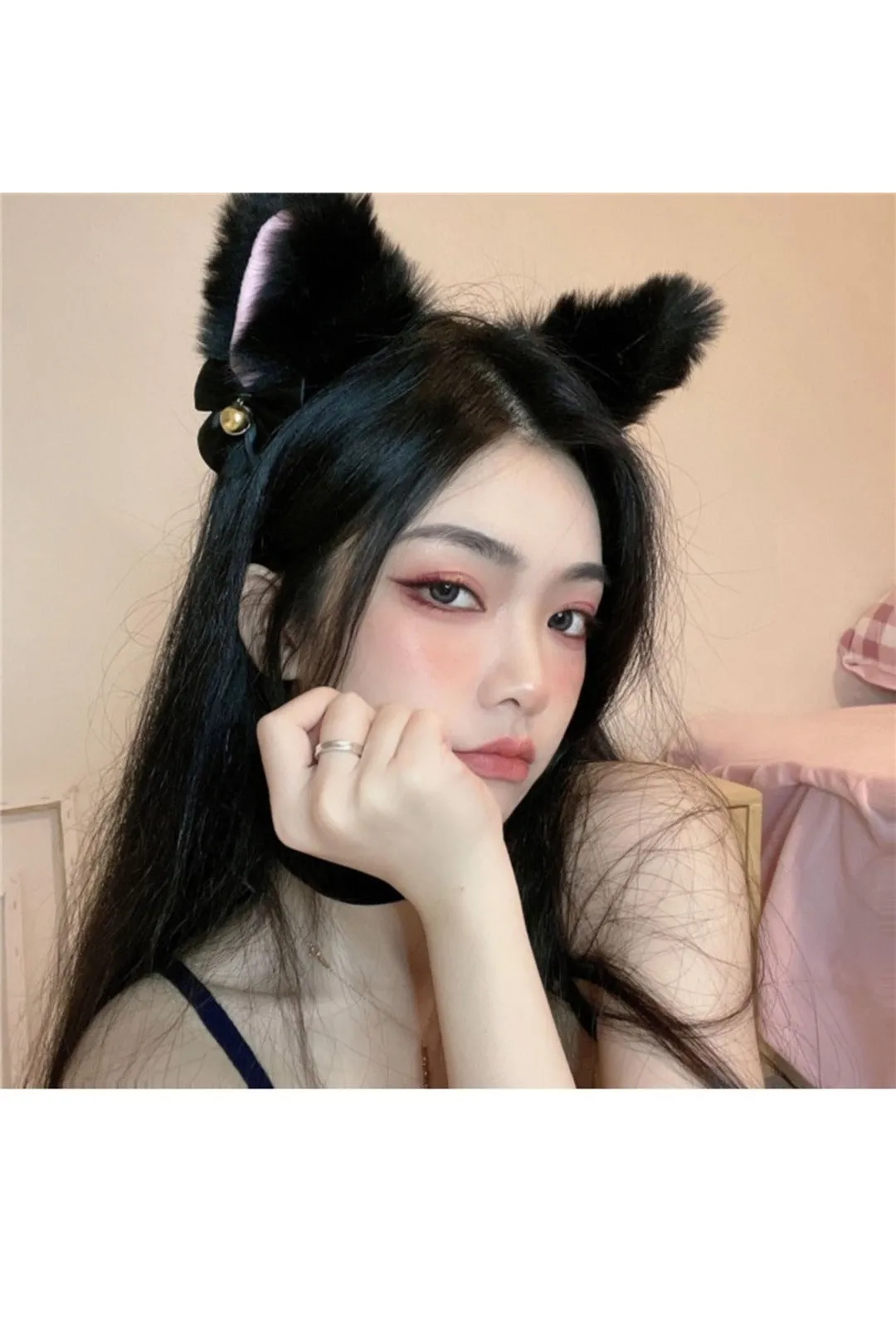 Black Fluffy Ears Headband