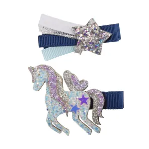 Boutique Navy Unicorn  or Star Hairclip Asstd