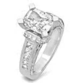 Cathedral Style 3 Carat Radiant Cut Center Cubic Zirconia Ring