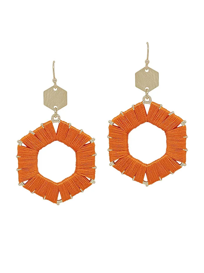 Clemson Hexagon Threaded Earring