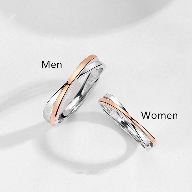 DEANWANGKT Sterling Silver Angel And Devil Couple Rings Wing Feather Opening Rings For Women Men Lovers Party Jewelry