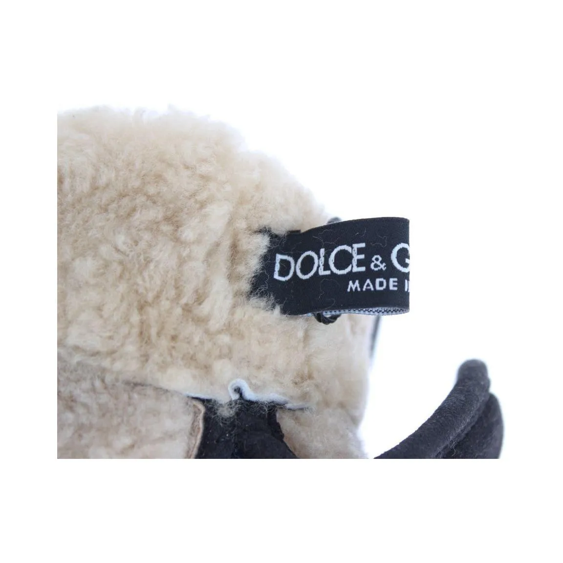 Dolce & Gabbana Chic Gray Wool & Shearling Gloves with Studded Details