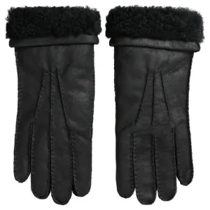 Dolce & Gabbana Elegant Black Leather Winter Gloves