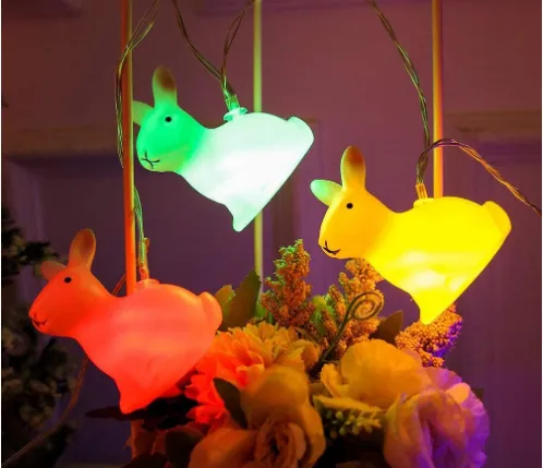 Easter Party Decorations Bunny Eggs and Rabbits LED String Lights