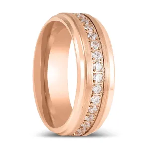 ENER | Rose Gold Tungsten Ring with Round White CZ