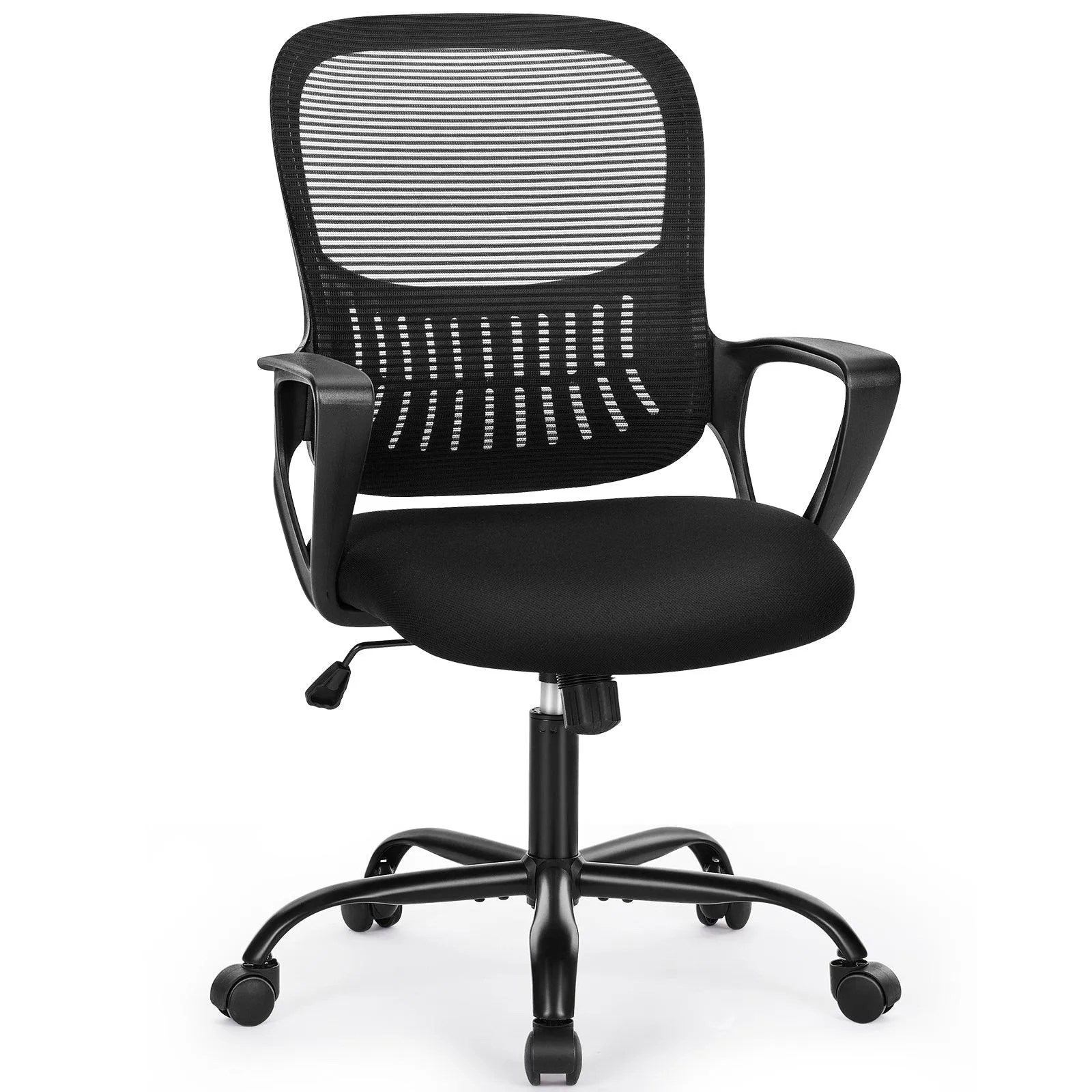 Ergonomic Office Chair with Mesh Back, Fixed Armrests, and Soft Foam Seat Cushion