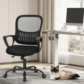 Ergonomic Office Chair with Mesh Back, Fixed Armrests, and Soft Foam Seat Cushion