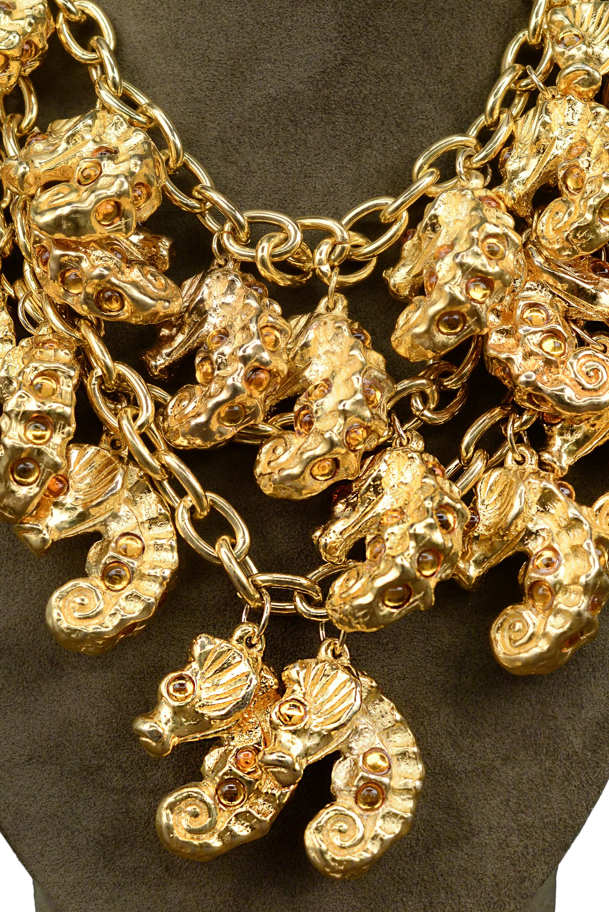 ESCADA GOLD SEAHORSE STATEMENT NECKLACE