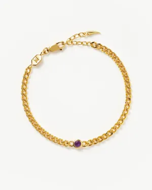 February Birthstone Chain Bracelet | 18ct Gold Plated Vermeil/Amethyst