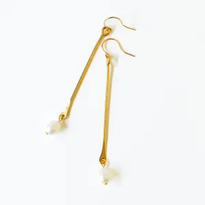 Freshwater Pearl Stick Earrings, Minimalist Pearl Earrings