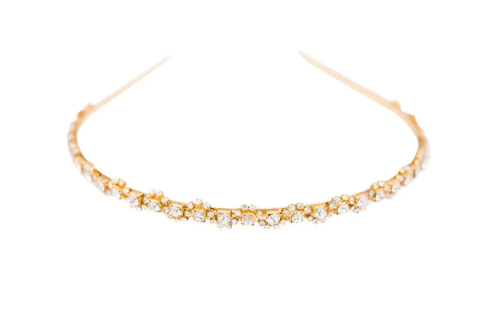 Gold Dainty Crystal Floral Headband