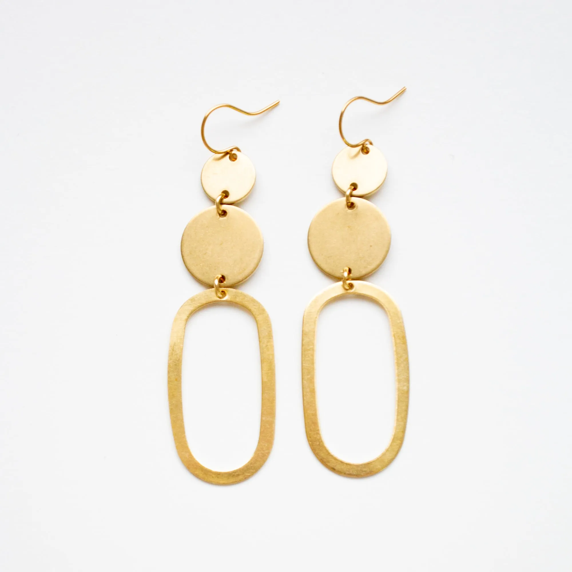 Long Oval Brass Earrings