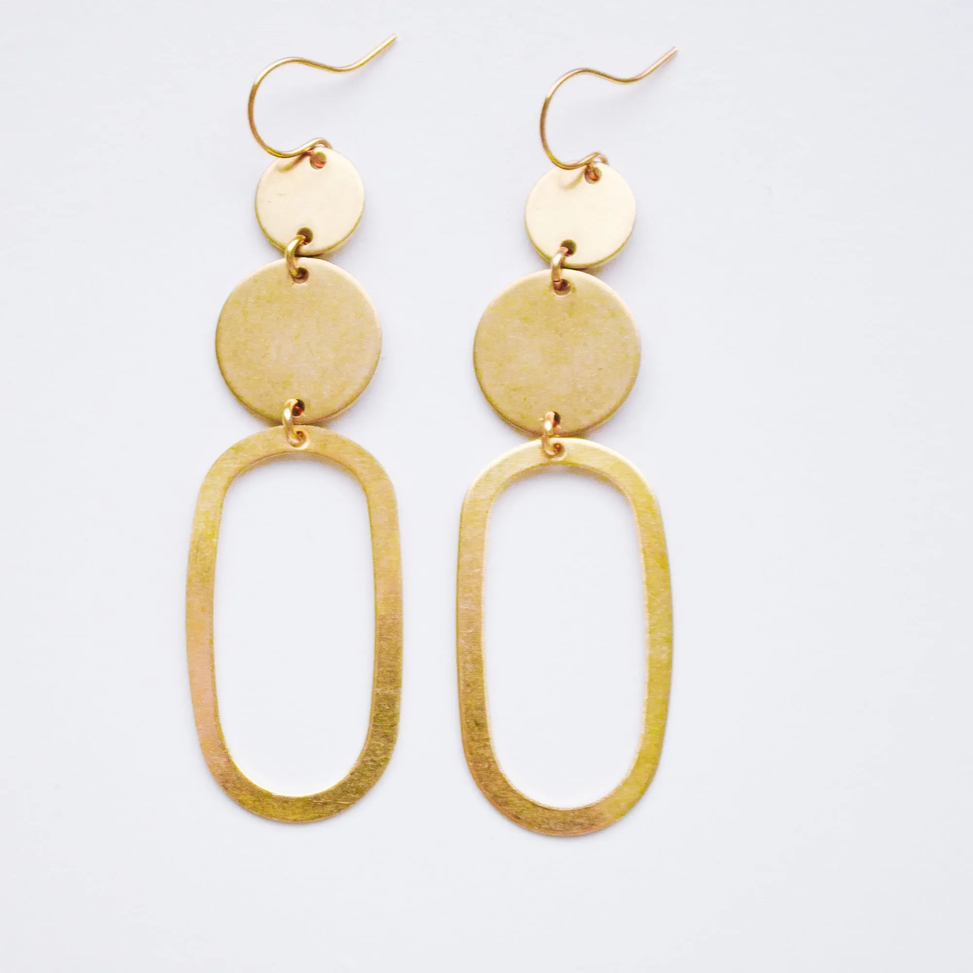 Long Oval Brass Earrings