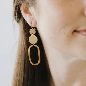 Long Oval Brass Earrings