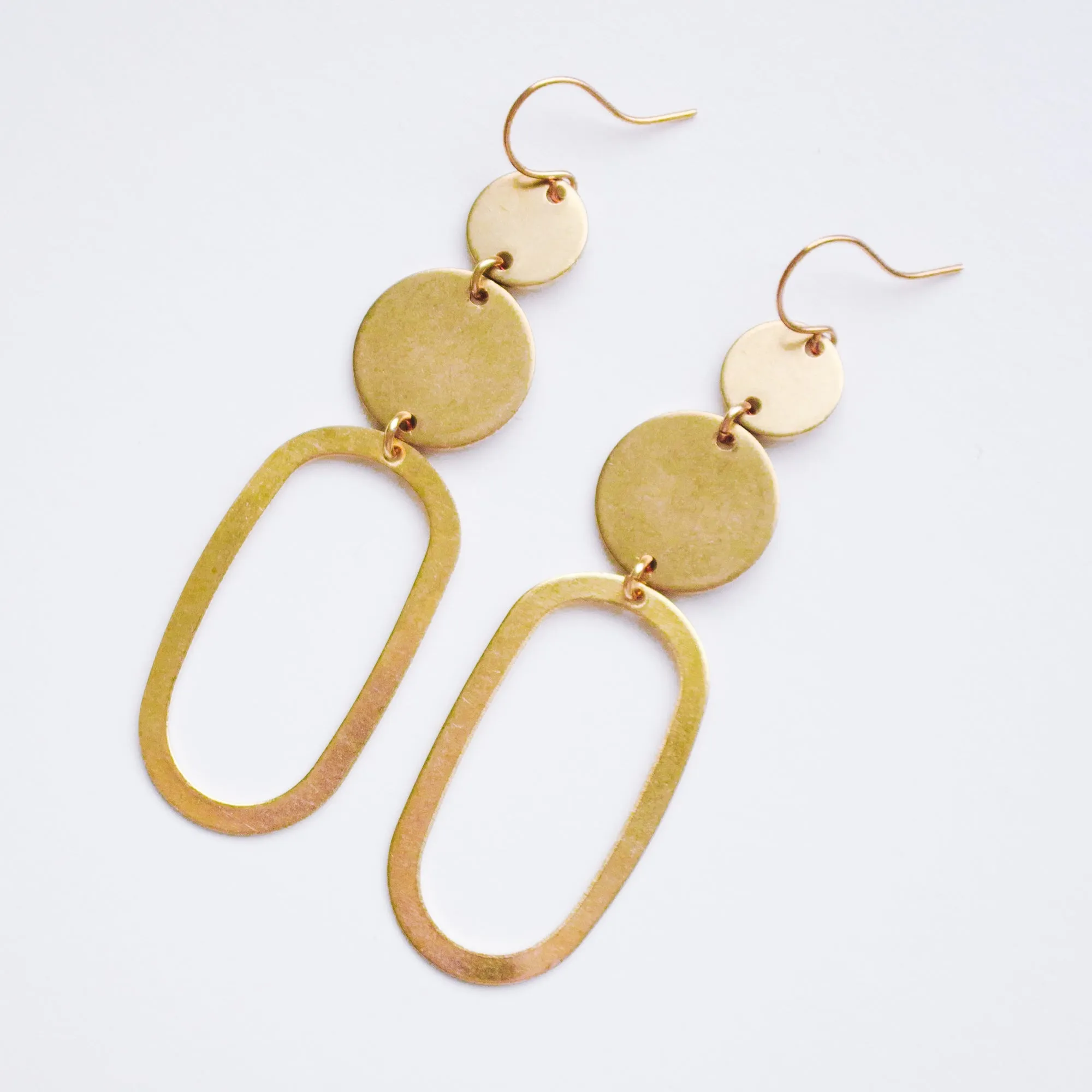 Long Oval Brass Earrings