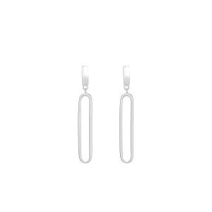 Long Silver Rectangle Earrings