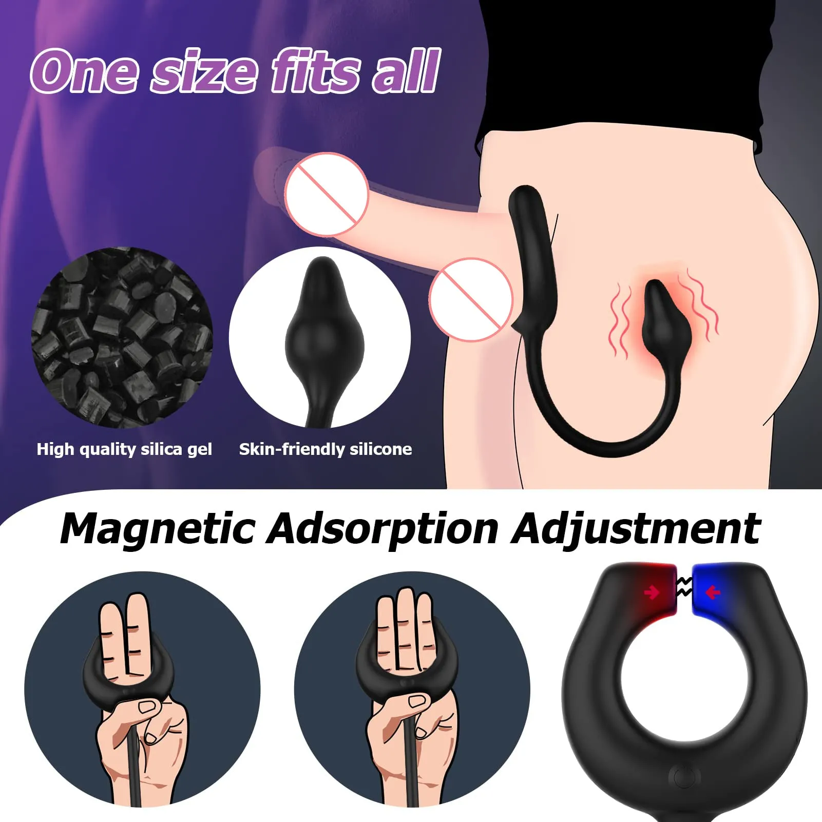 Magnetic Cock Ring with 10 Vibrations