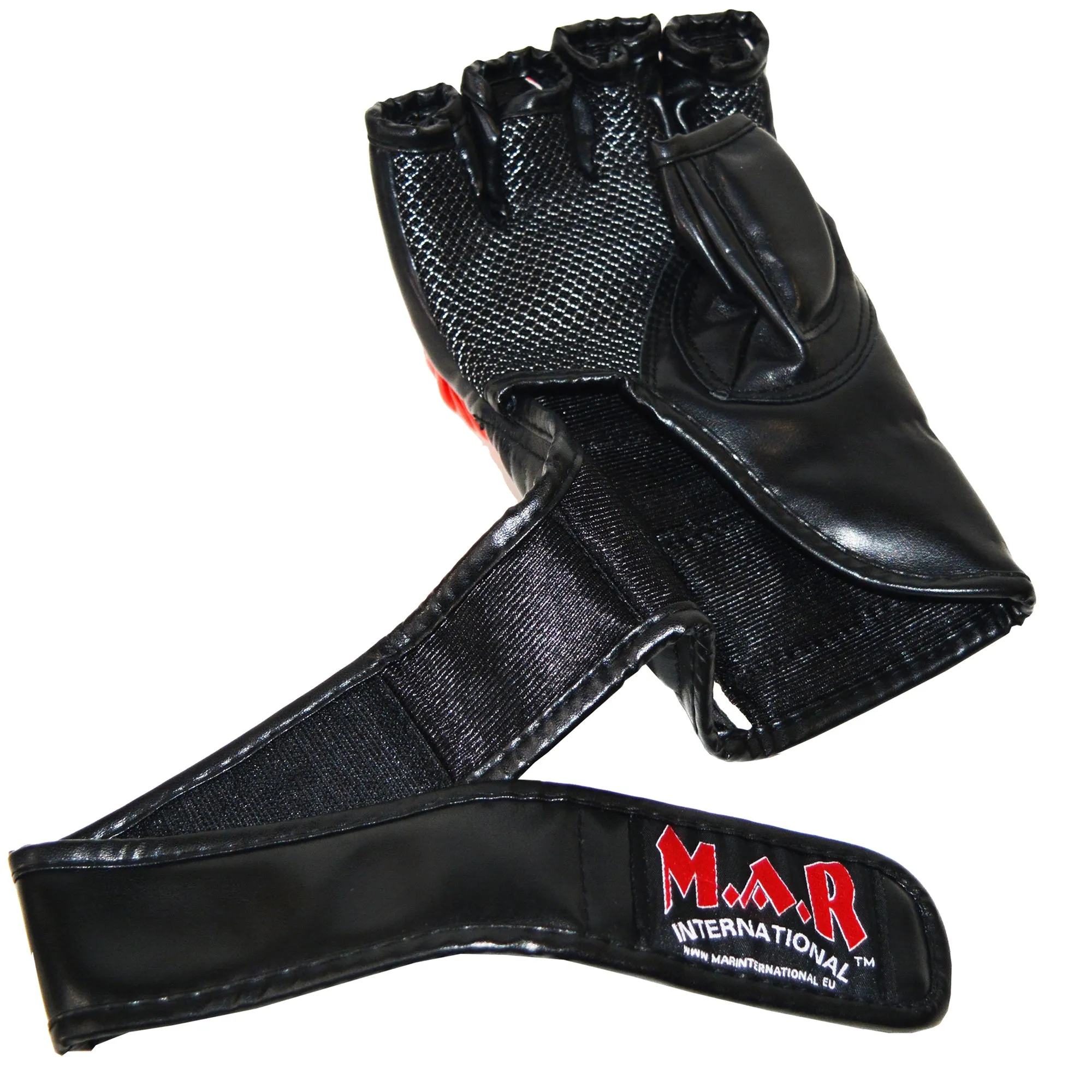 MAR-234B Black/Red Synthetic Leather MMA Gloves