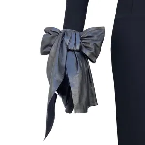 Mouchette - Women's Oversized Bow Silk Lined Leather Gloves