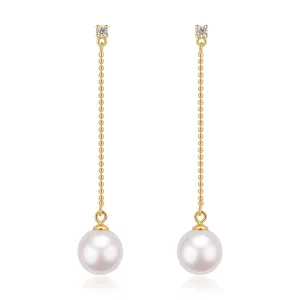 Natural Freshwater Pearl Long Earrings