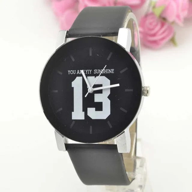 New Style Men Women Couple Lover Numeral Dial Faux Leather Strap Quartz Analog Wrist Watch   ~M24