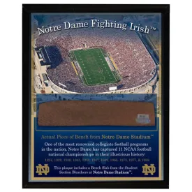 Notre Dame Game Used Bench Slab 8x10 Plaque w/Stadium Image