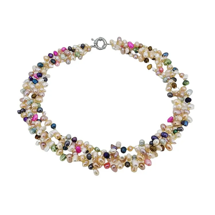 Original Colourful Multi-strand Pearl Necklace, Multicoloured Pearl Necklace for Women