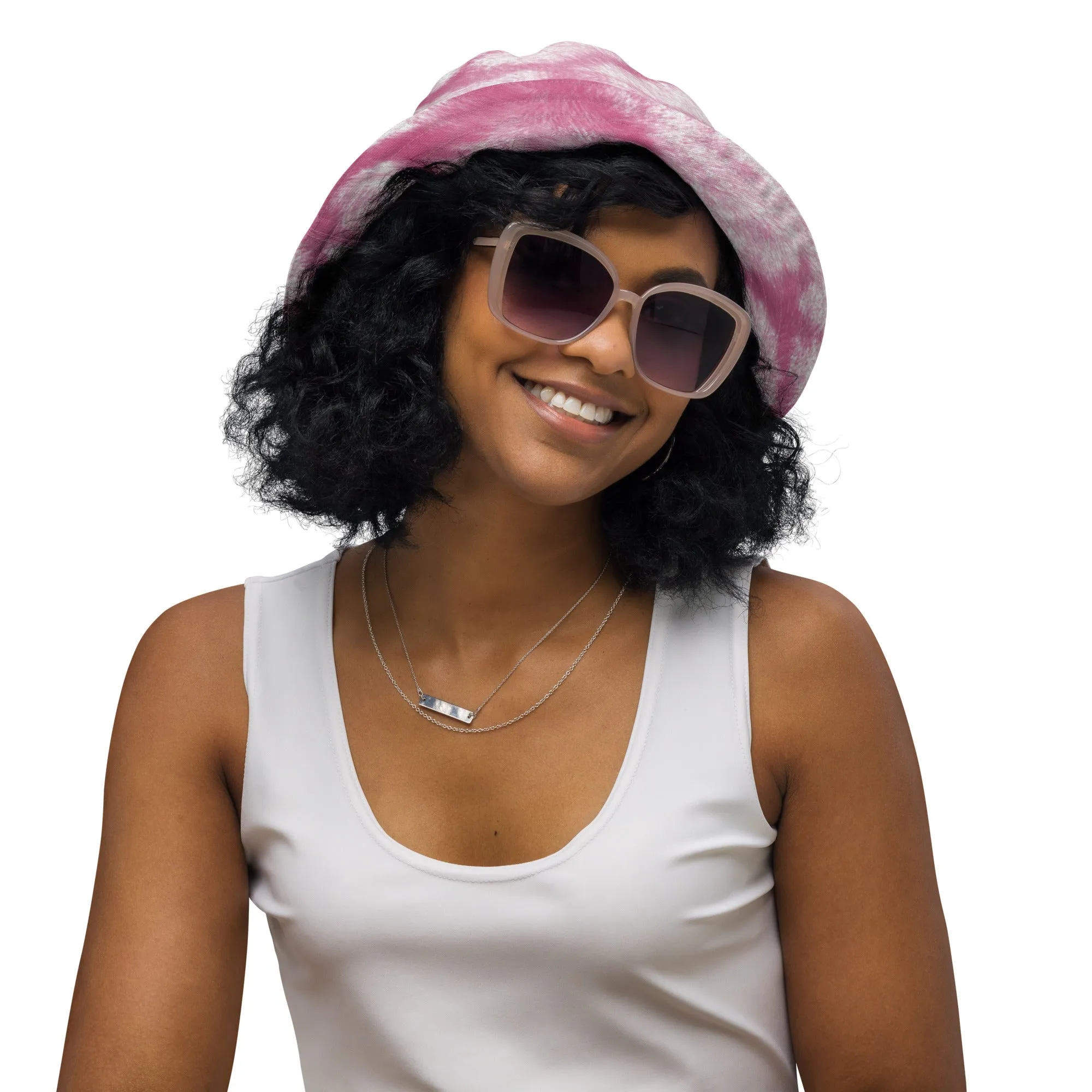 Pink Animal Stylish Print Bucket Hat, lioness-love