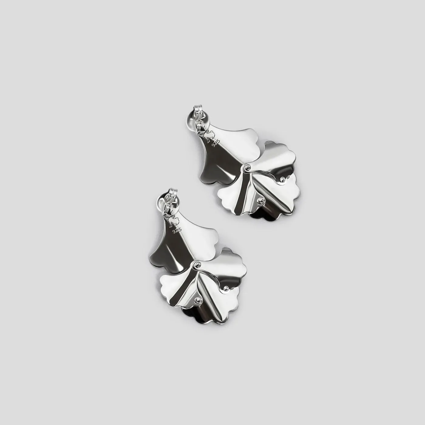 Plume Small Fan Earrings - Silver