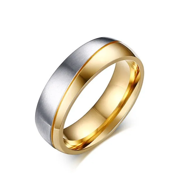 Promise Wedding Rings for Lover Gold-Color Stainless Steel Couple Rings for Engagement Jewelry Wedding Bands for Women Men