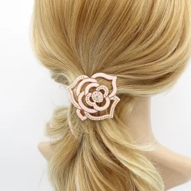 rhinestone embellished camellia flower cellulose hair clip women hair accessory