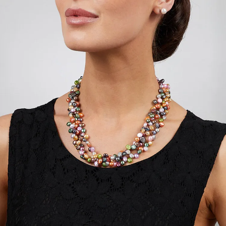 Stunning Statement 6-7mm Multicolour Freshwater Pearl Necklace for Women