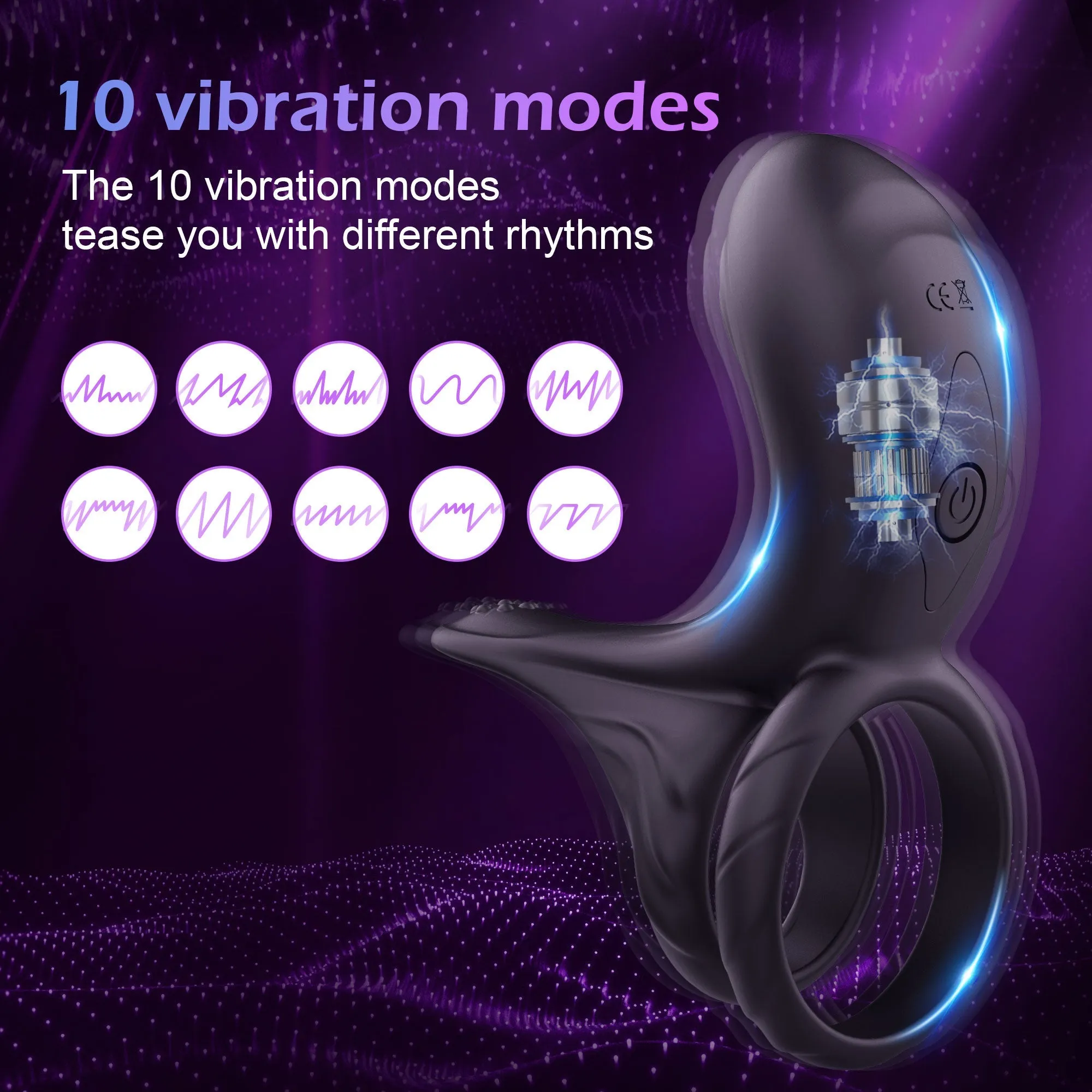 Premium Adjustable Vibrating Penis Ring for Enhanced Pleasure – Waterproof and Rechargeable Intimate Toy