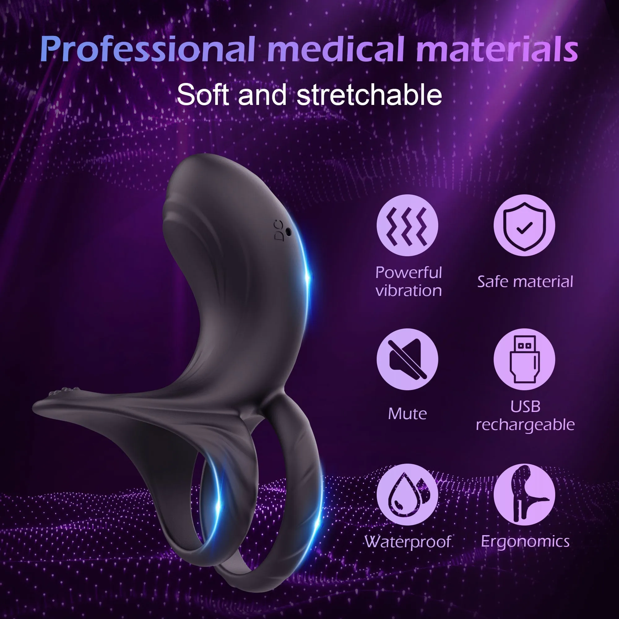 Premium Adjustable Vibrating Penis Ring for Enhanced Pleasure – Waterproof and Rechargeable Intimate Toy