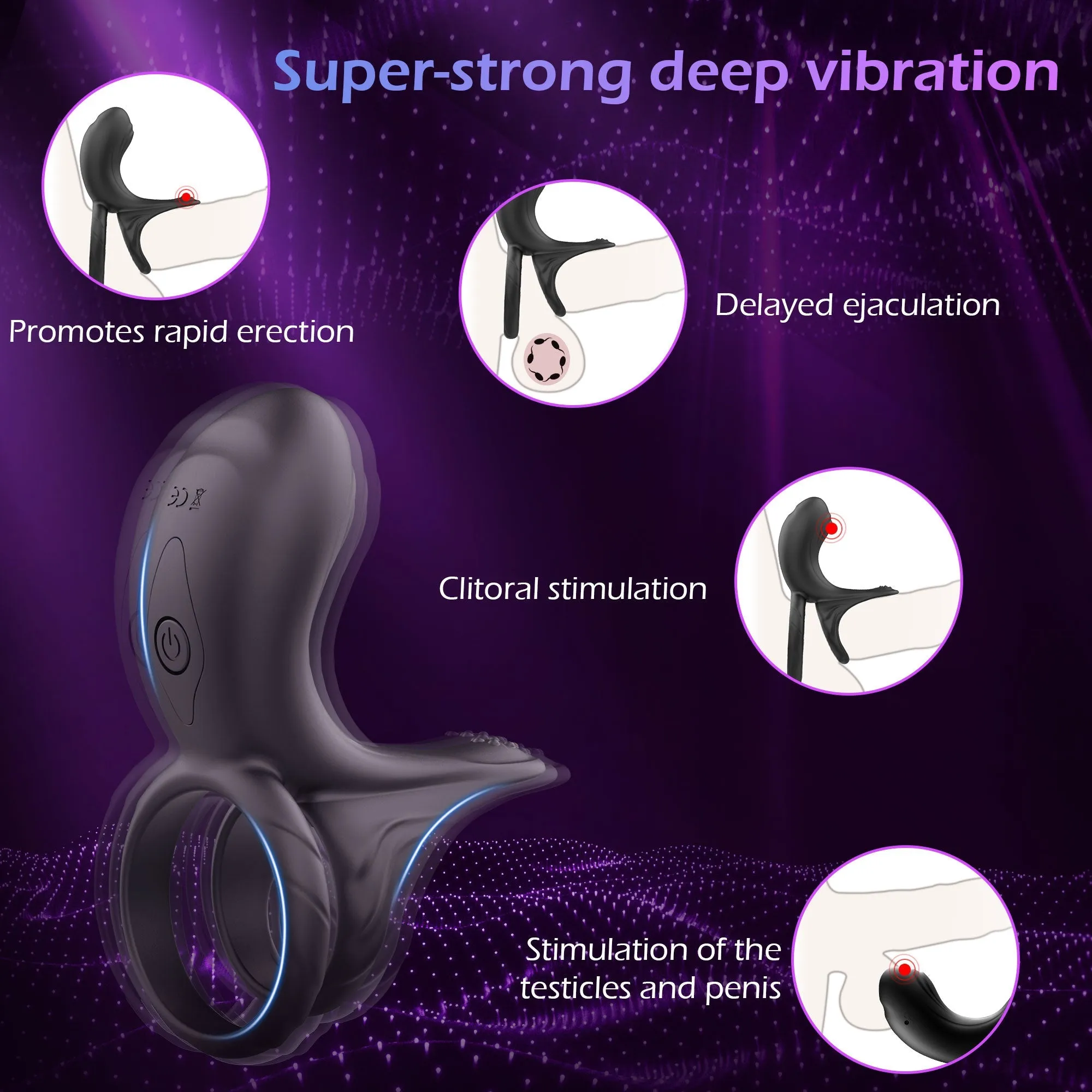 Premium Adjustable Vibrating Penis Ring for Enhanced Pleasure – Waterproof and Rechargeable Intimate Toy