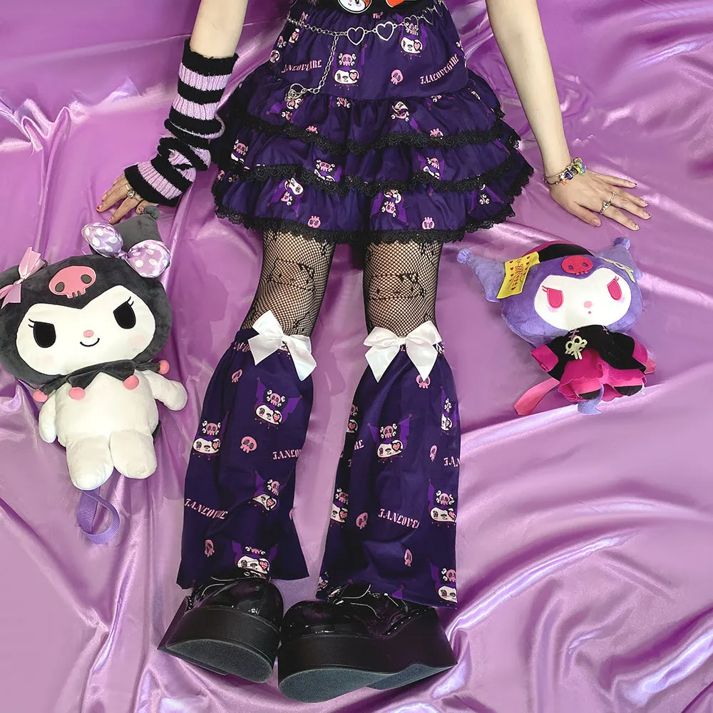 Y2K Harajuku Dark Purple Devil Punk Rock Girl Gathered Elastic Short Mini Skirt